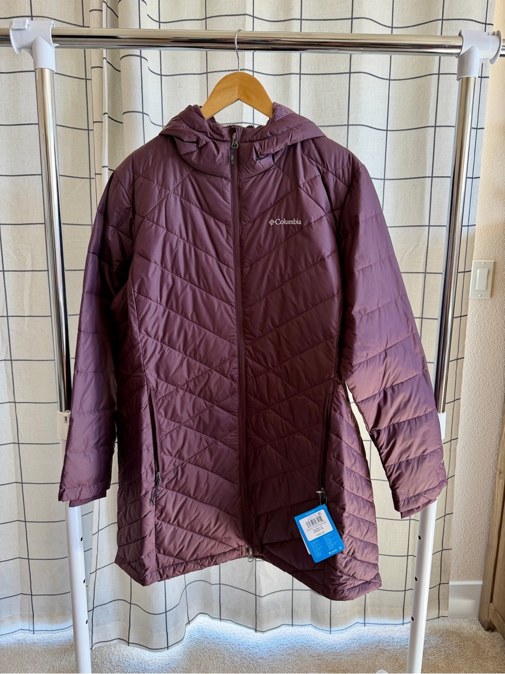 Columbia Heavenly Long Hooded Jacket Women’s 1X Purple Omni-Heat